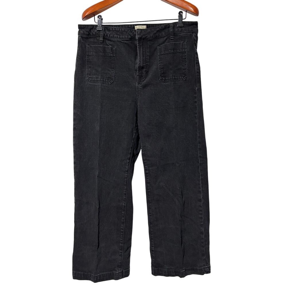 Size 14 | ELOQUII Women’s High Rise Wide Straight Leg Trouser Jean | Black Denim